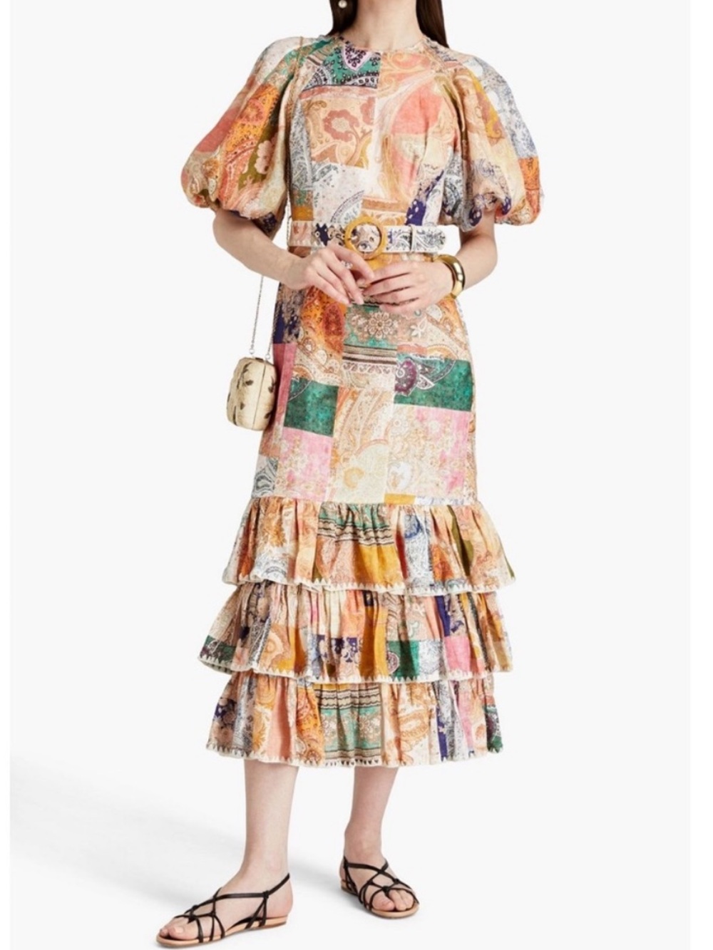 Zimmermann Patchwork Paisley Puff-Sleeve Tiered Maxi Dress - Multi - Picture 2 of 3
